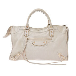 BALENCIAGA The City Bag White Leather Handbag